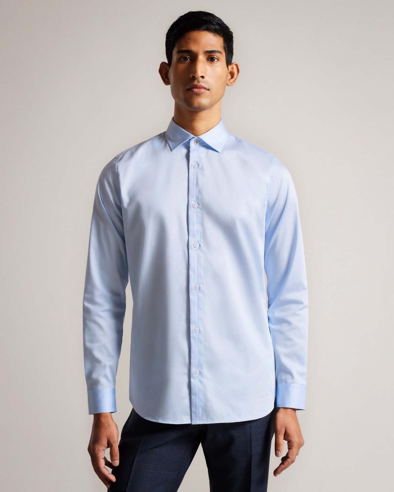 Ted Baker BELLOW Long Sleeve Stretch Smart Shirt Lt-Blue | 73JKYGLDZ