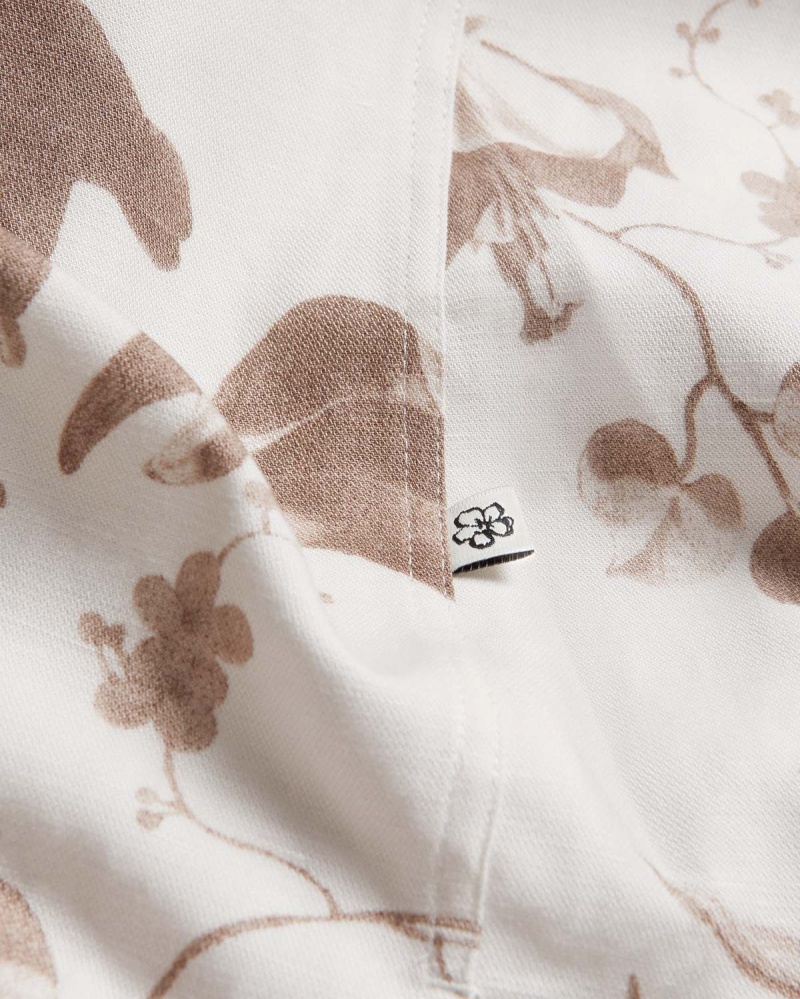 Ted Baker BELMAR Krótkie Sleeve Linen Blend Floral Granatowe | 70NIXEBWA