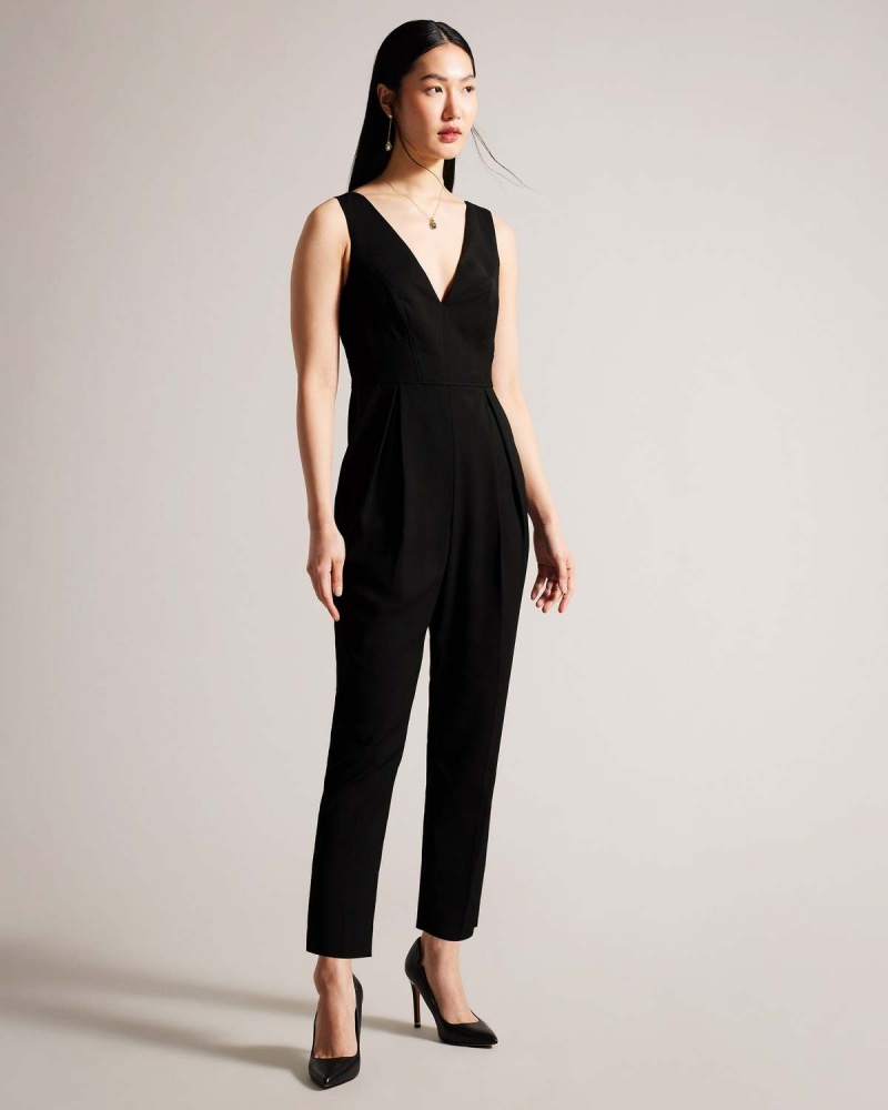 Ted Baker BETTSEE Tailored Bez Rękawów Jumpsuit Czarne | 45UBRLZVJ