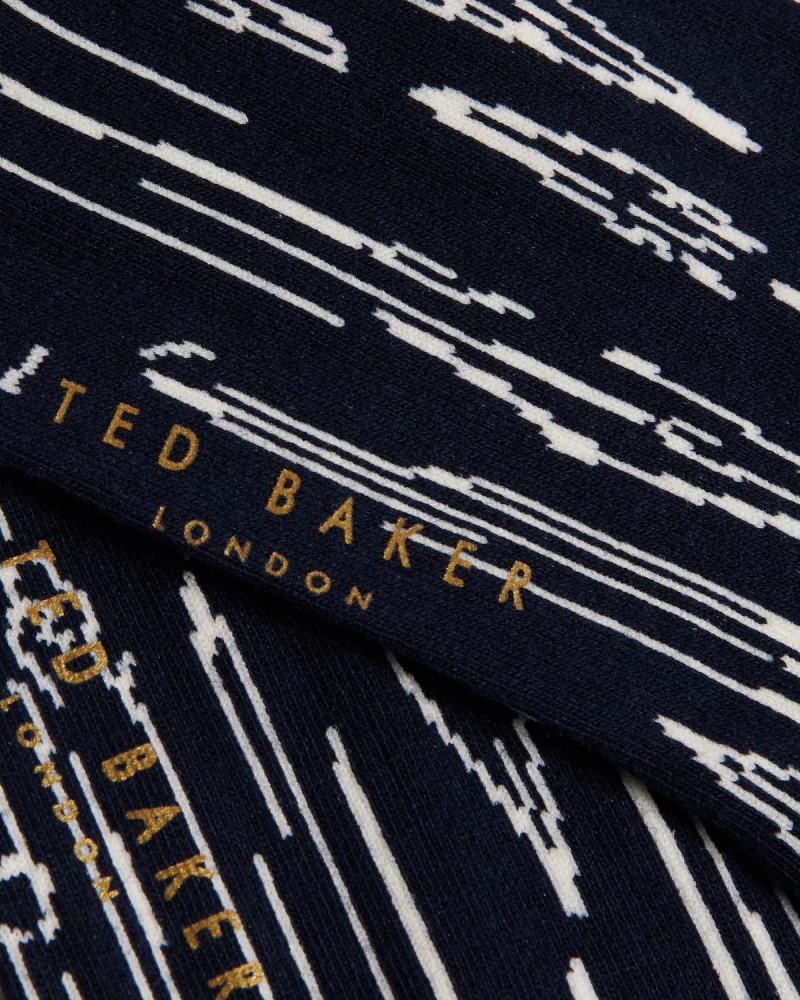 Ted Baker BOILIN Pen Pattern Sock Granatowe | 74XRAGQTS