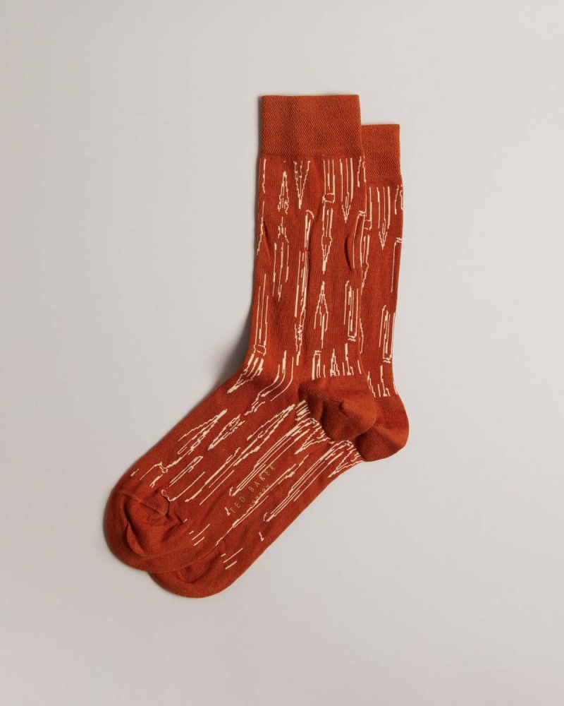 Ted Baker BOILIN Pen Pattern Sock Granatowe | 74XRAGQTS