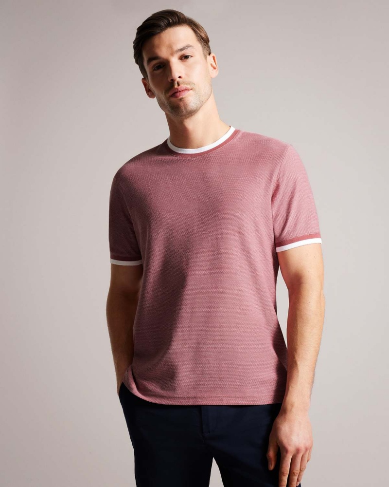 Ted Baker BOWKER SS Regular Fit Textured Tshirt Tan | 57NZRUGVJ