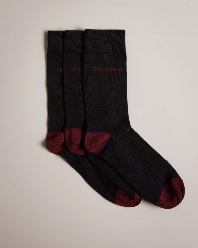 Ted Baker BURGY Three Pack of Socks Czarne | 25QDVTILS