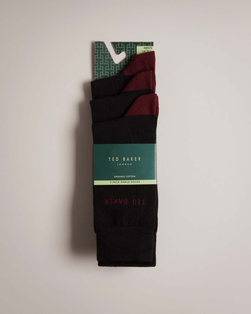 Ted Baker BURGY Three Pack of Socks Czarne | 25QDVTILS