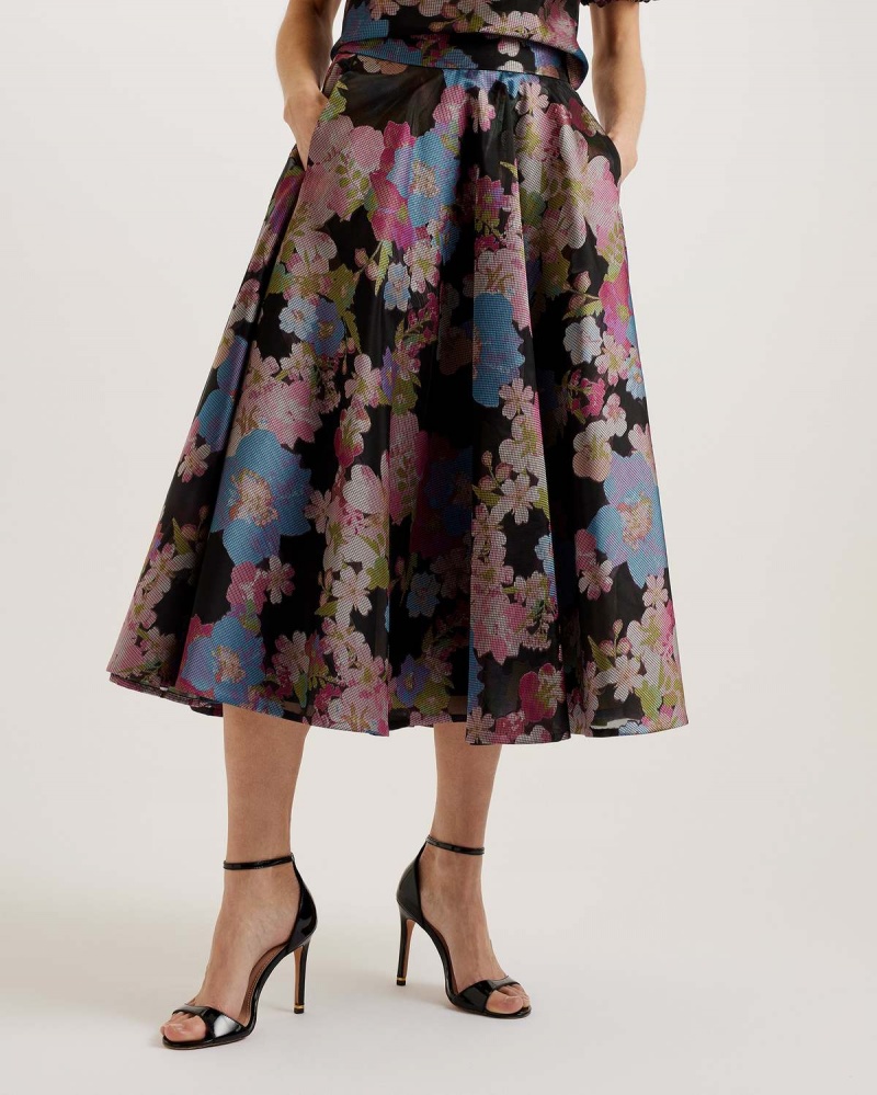 Ted Baker BURSA Jacquard Midi Skirt Czarne | 79NXVDZEI