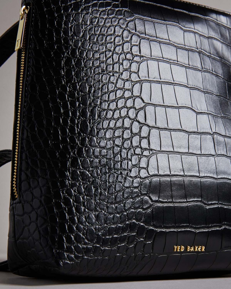 Ted Baker Belax Imitation Croc Backpack Czarne | 34KNSFEWP