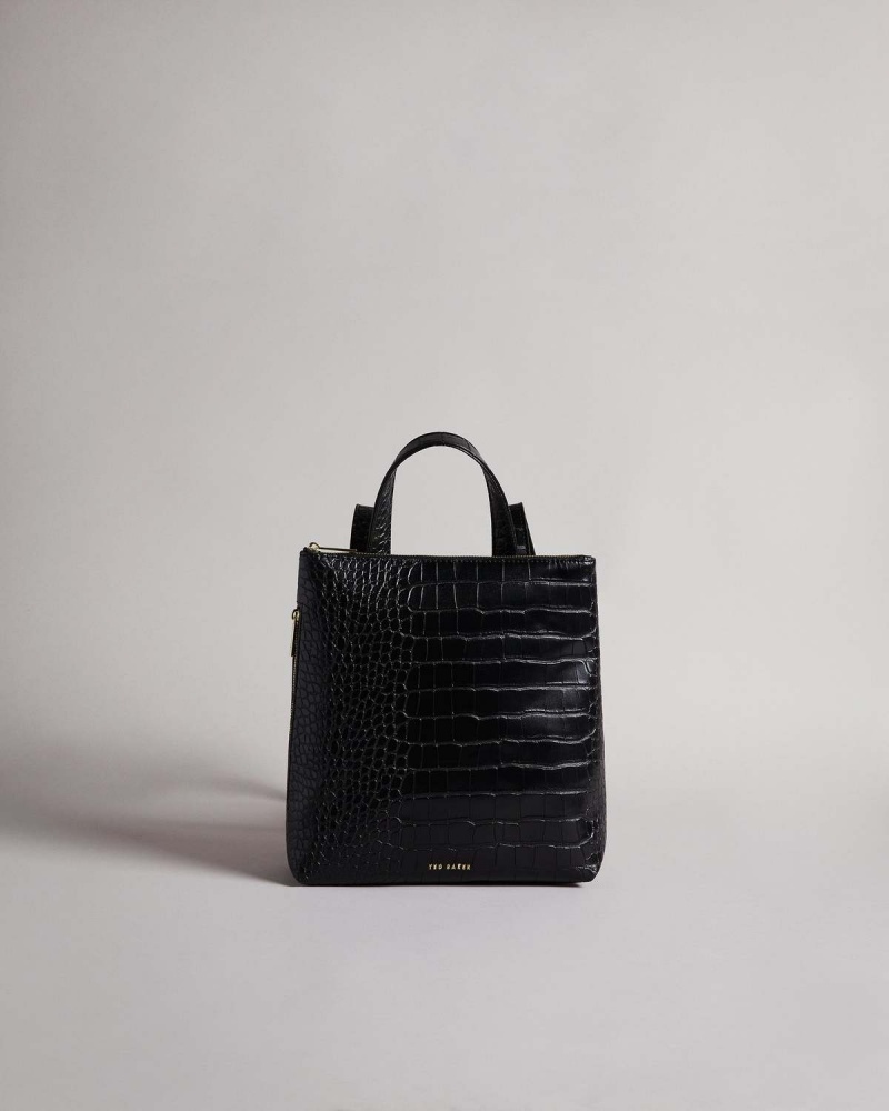 Ted Baker Belax Imitation Croc Backpack Czarne | 34KNSFEWP