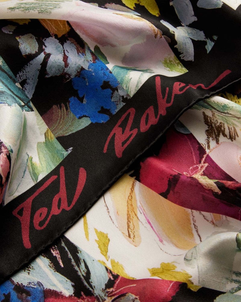 Ted Baker CATTIAA Floral Printed Silk Scarf Czarne | 61MWXHKPO