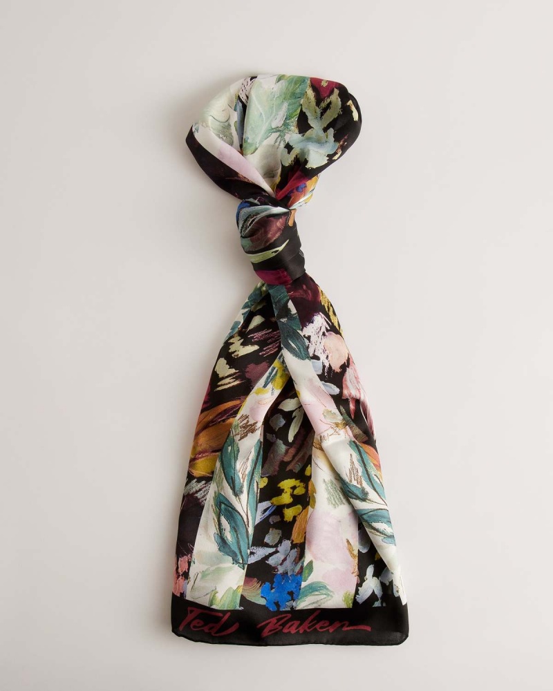 Ted Baker CATTIAA Floral Printed Silk Scarf Czarne | 61MWXHKPO