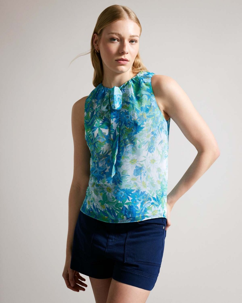 Ted Baker CHALOTE Bez Rękawów Top with Tie Detail Białe | 74QBRSHCX