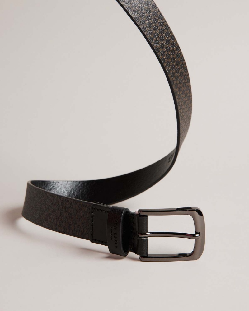 Ted Baker CONABY Geometric Skórzane Belt Czarne | 42IBMNHSV