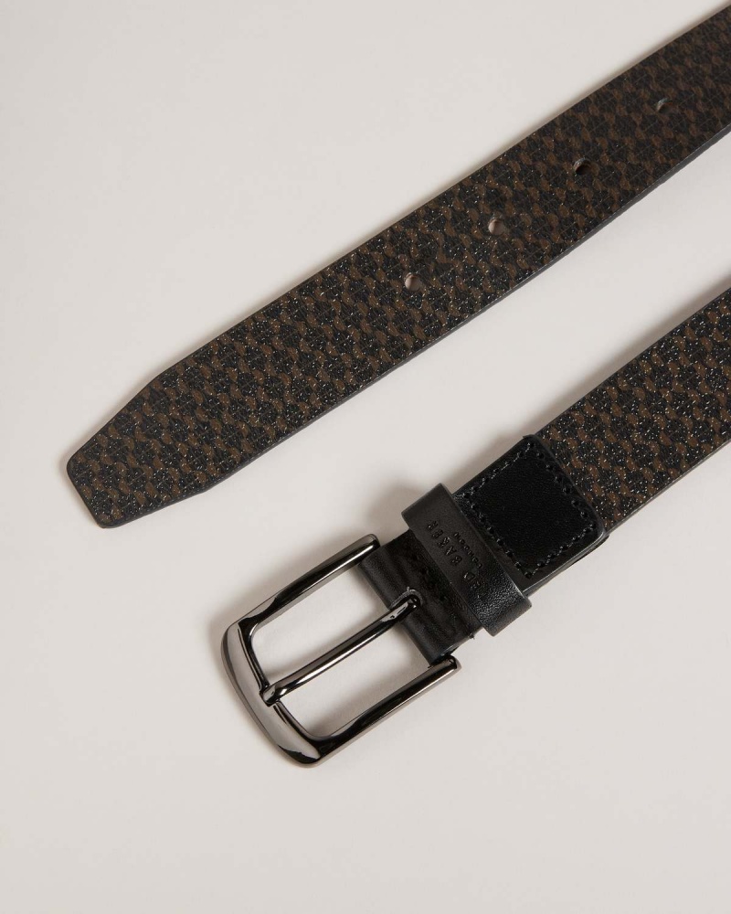 Ted Baker CONABY Geometric Skórzane Belt Czarne | 42IBMNHSV