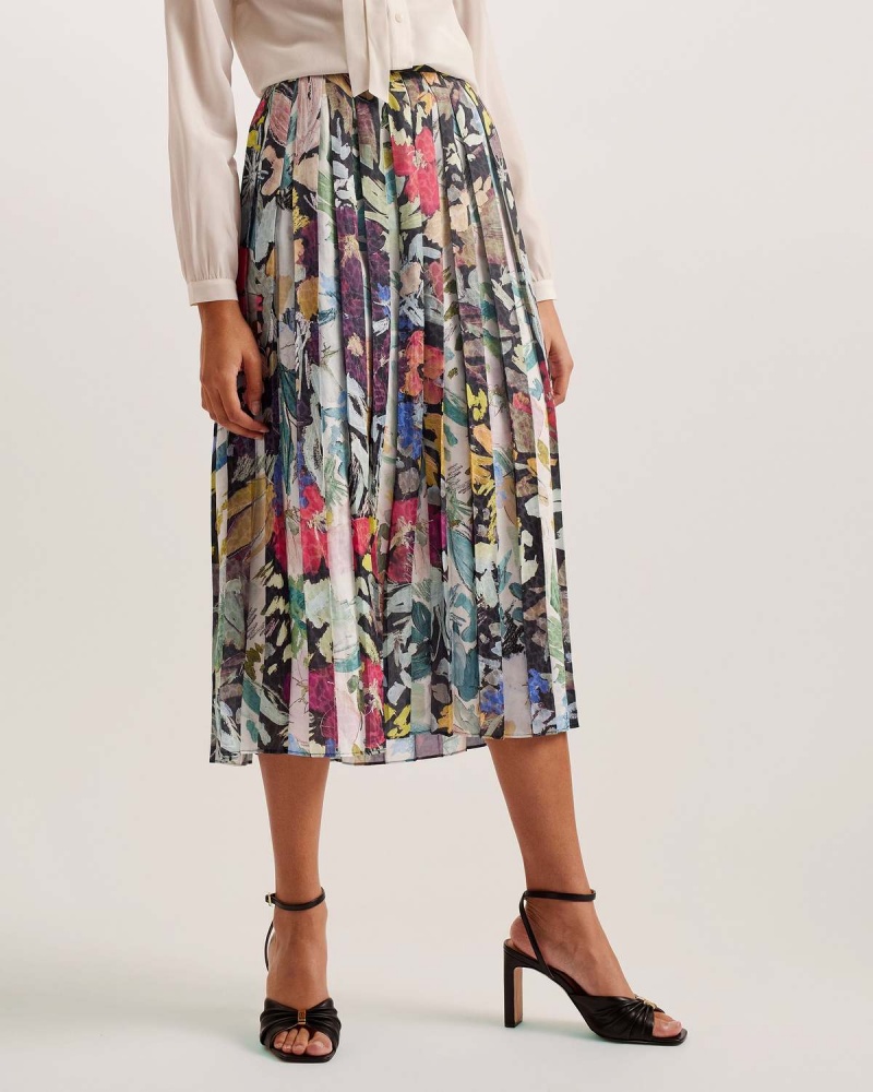 Ted Baker CORNINA Pofałdowany Midi Skirt Czarne | 84PBDYOSI