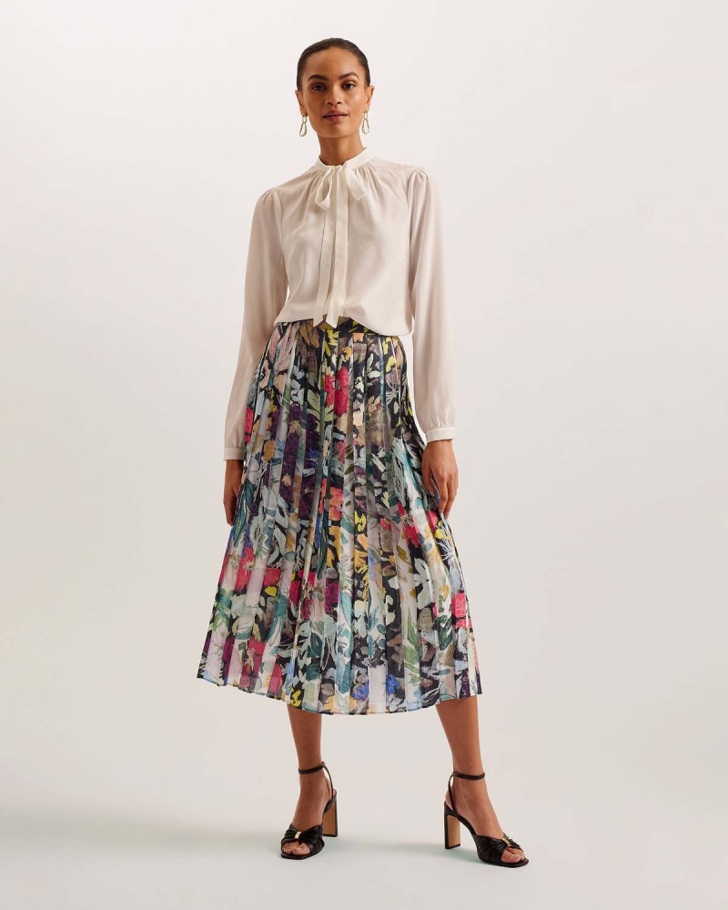 Ted Baker CORNINA Pofałdowany Midi Skirt Czarne | 84PBDYOSI