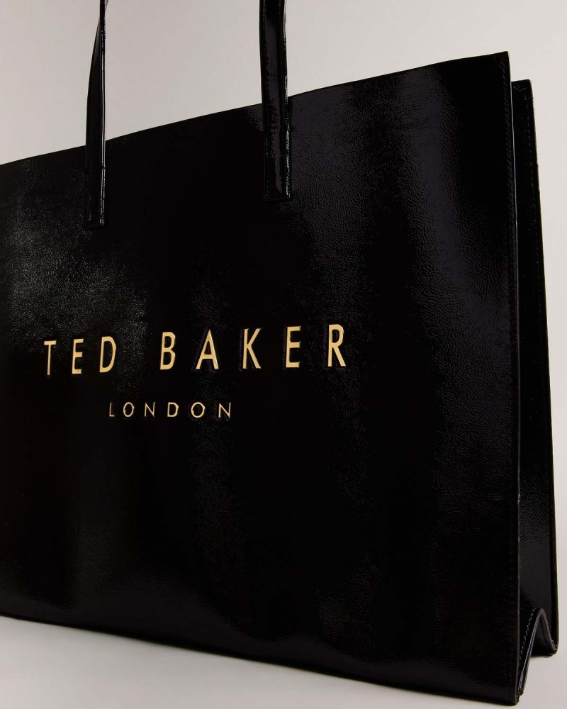 Ted Baker CRIKON Szerokie Crinkle Texture Icon Tote Bag Czarne | 49NVCAMOP