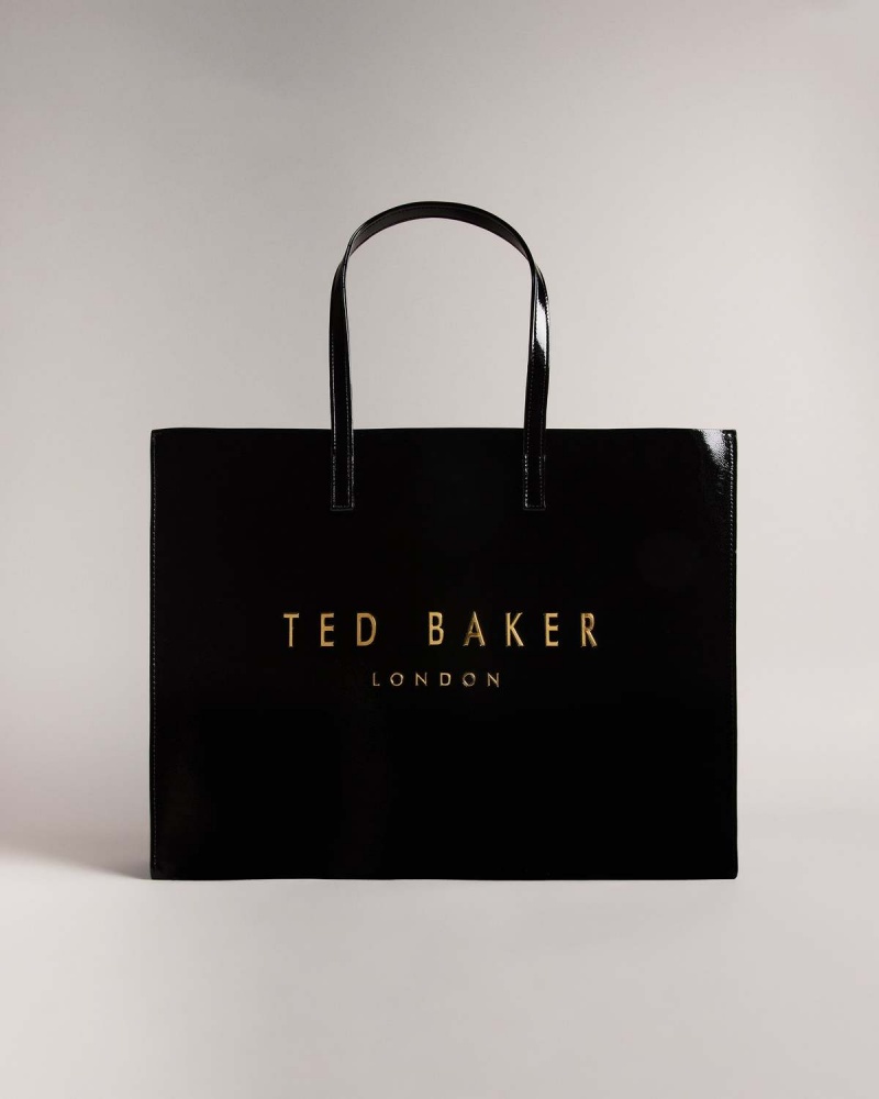 Ted Baker CRIKON Szerokie Crinkle Texture Icon Tote Bag Czarne | 49NVCAMOP