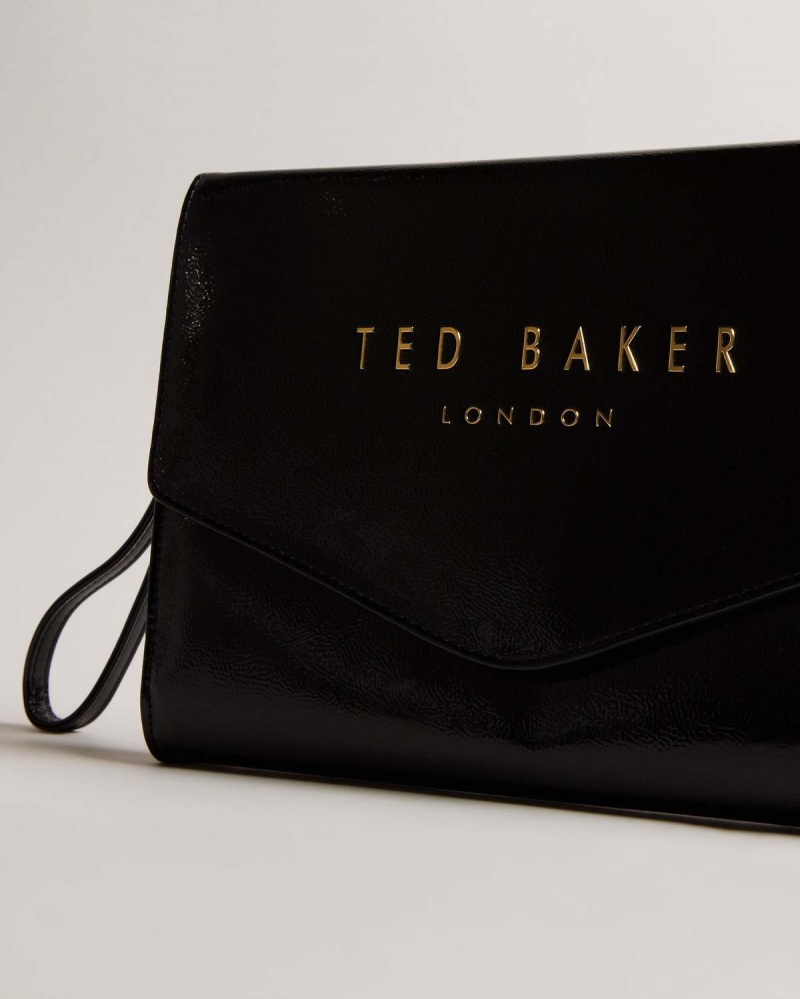 Ted Baker CRINKIE Faux Skórzane Crinkle Icon Clutch Czarne | 92CQHTNBL