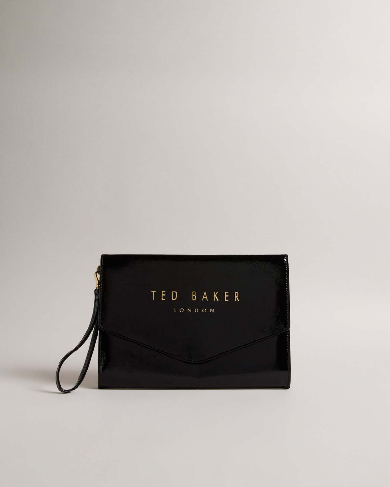 Ted Baker CRINKIE Faux Skórzane Crinkle Icon Clutch Czarne | 92CQHTNBL