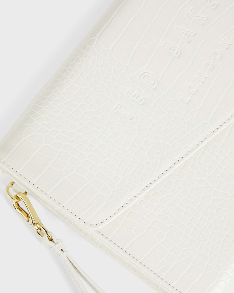 Ted Baker CROCEY Croc Detail Debossed Envelope Pouch Nude | 45NGPEWTB