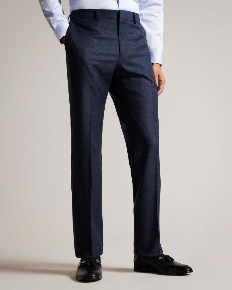 Ted Baker CROMTS Navy Choc Check Trouser Granatowe | 75ABQMNGR