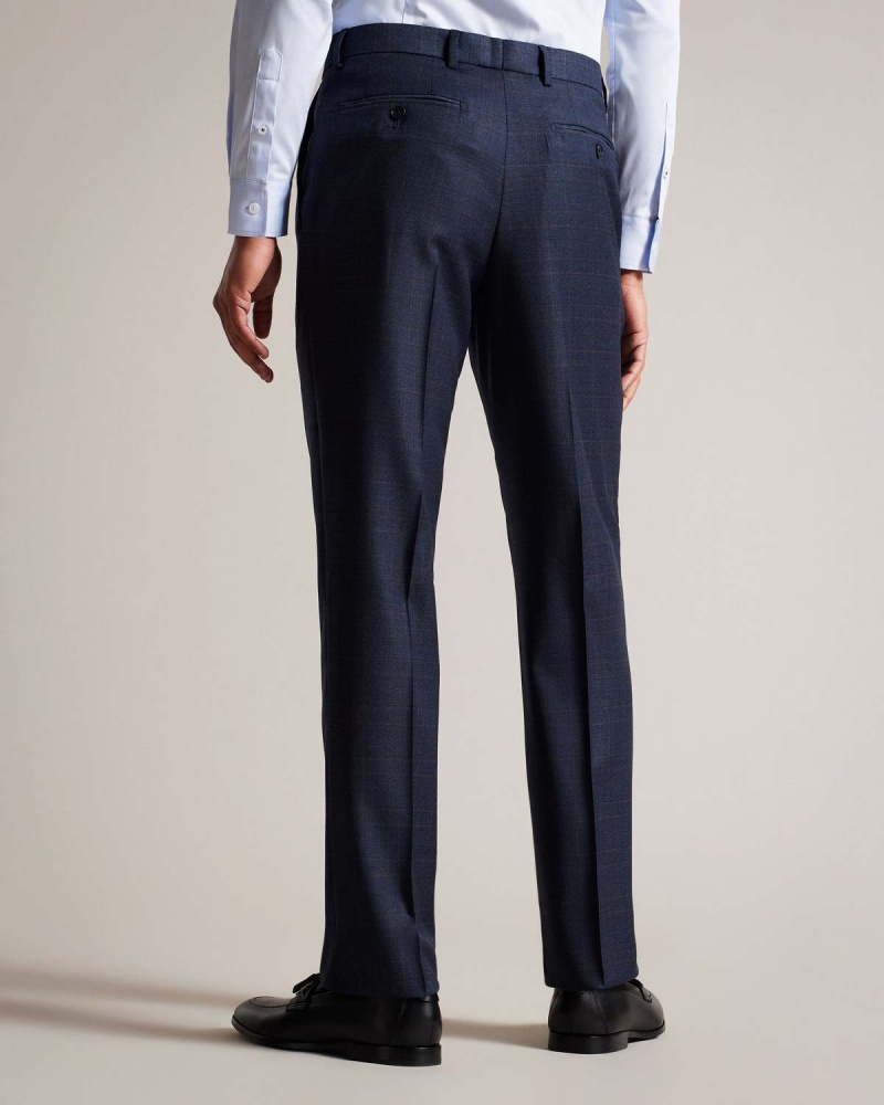 Ted Baker CROMTS Navy Choc Check Trouser Granatowe | 75ABQMNGR