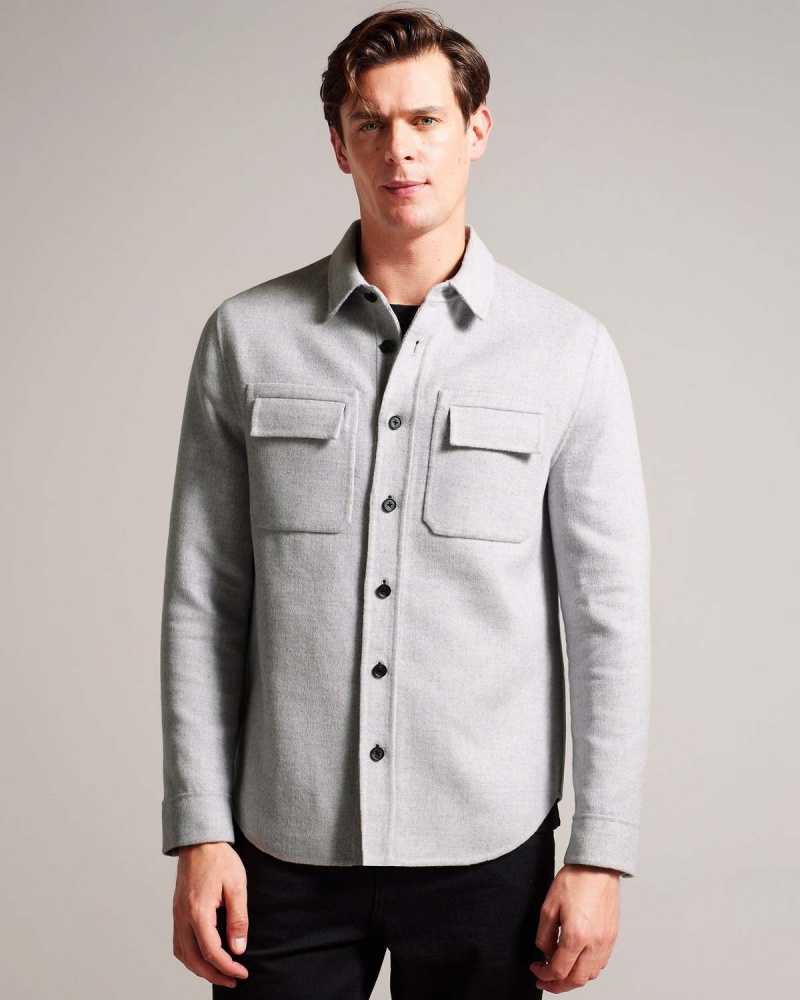 Ted Baker DALCH LS Splitable Wełna Shirt Szare | 96MIKYOCU