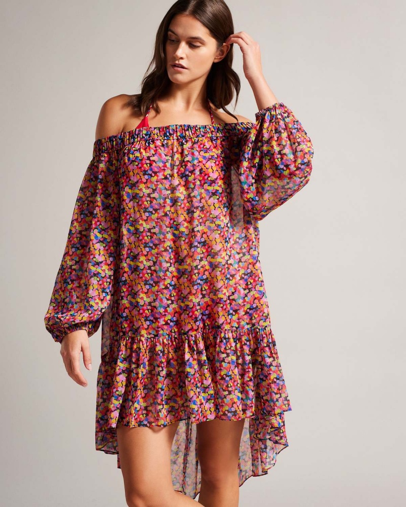 Ted Baker DANAEE Off The Shoulder Cover Up Czarne | 84EXWKYOG