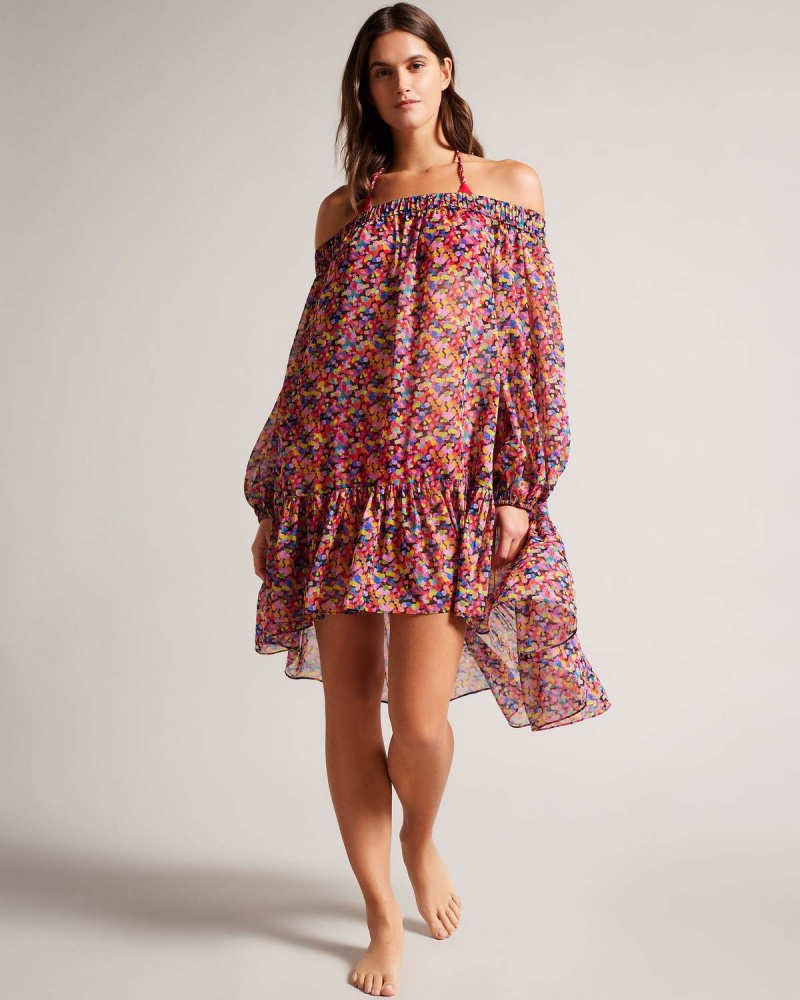 Ted Baker DANAEE Off The Shoulder Cover Up Czarne | 84EXWKYOG