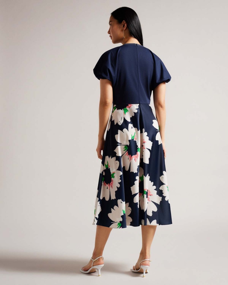 Ted Baker DAYSIAH Ponte Top with Midi Skirt Sukienki Granatowe | 72XETFHRY