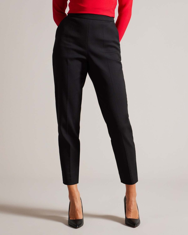 Ted Baker DEVANA Płaskie Front Tapered Leg Trouser Czarne | 90HTOPMNX