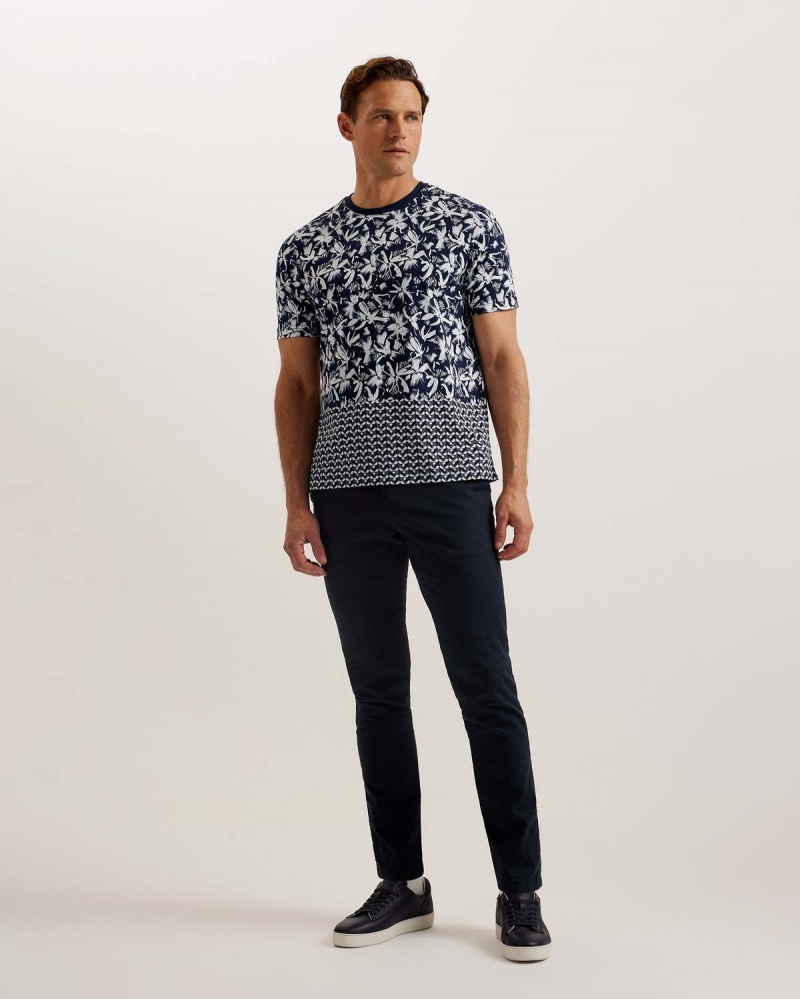 Ted Baker DODEMS SS Regular Printed T-Shirt Granatowe | 49NIHFDUL