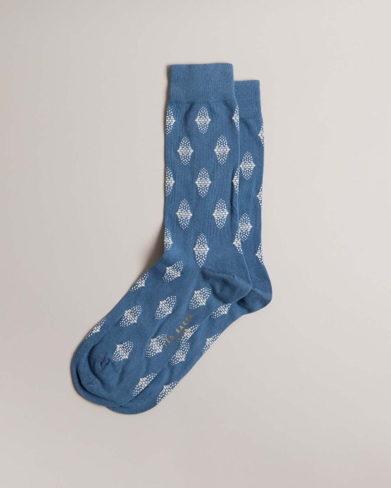 Ted Baker DRENCHD Geometric Pattern Sock Niebieskie | 54QRGMFVD