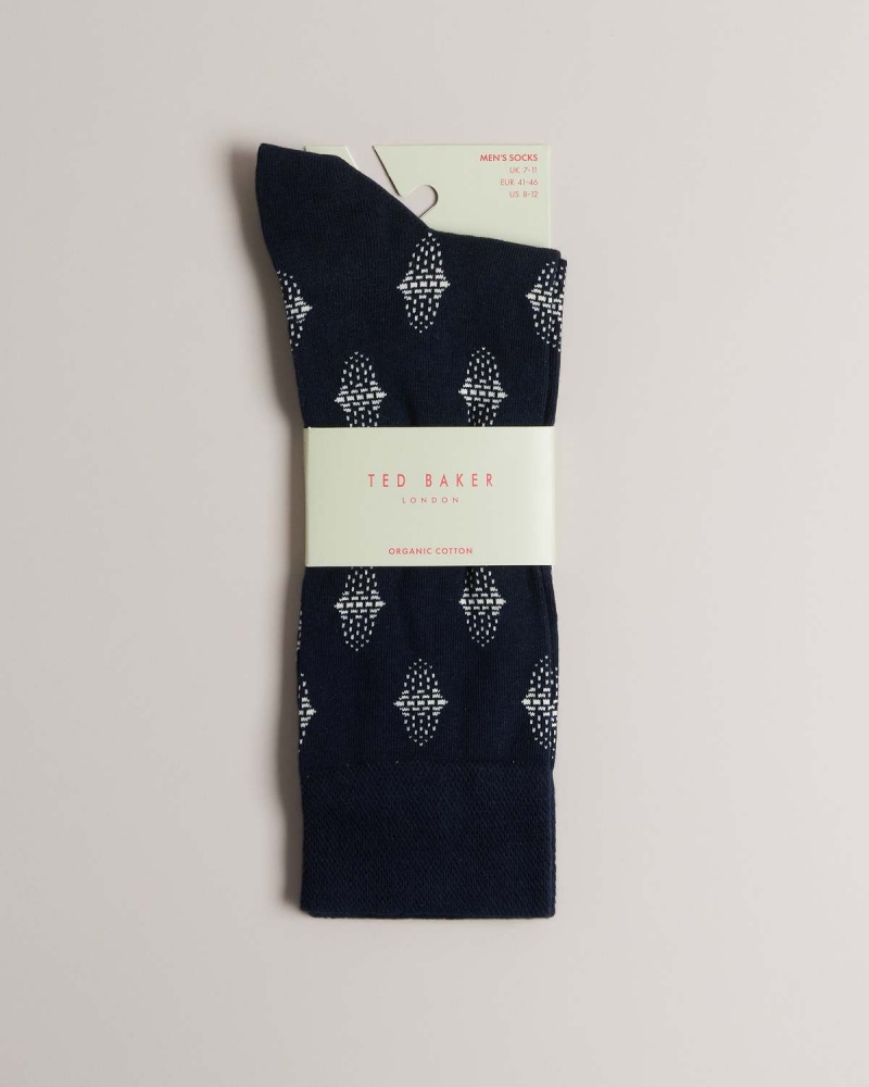 Ted Baker DRENCHD Geometric Pattern Sock Niebieskie | 54QRGMFVD