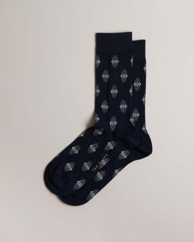 Ted Baker DRENCHD Geometric Pattern Sock Niebieskie | 54QRGMFVD