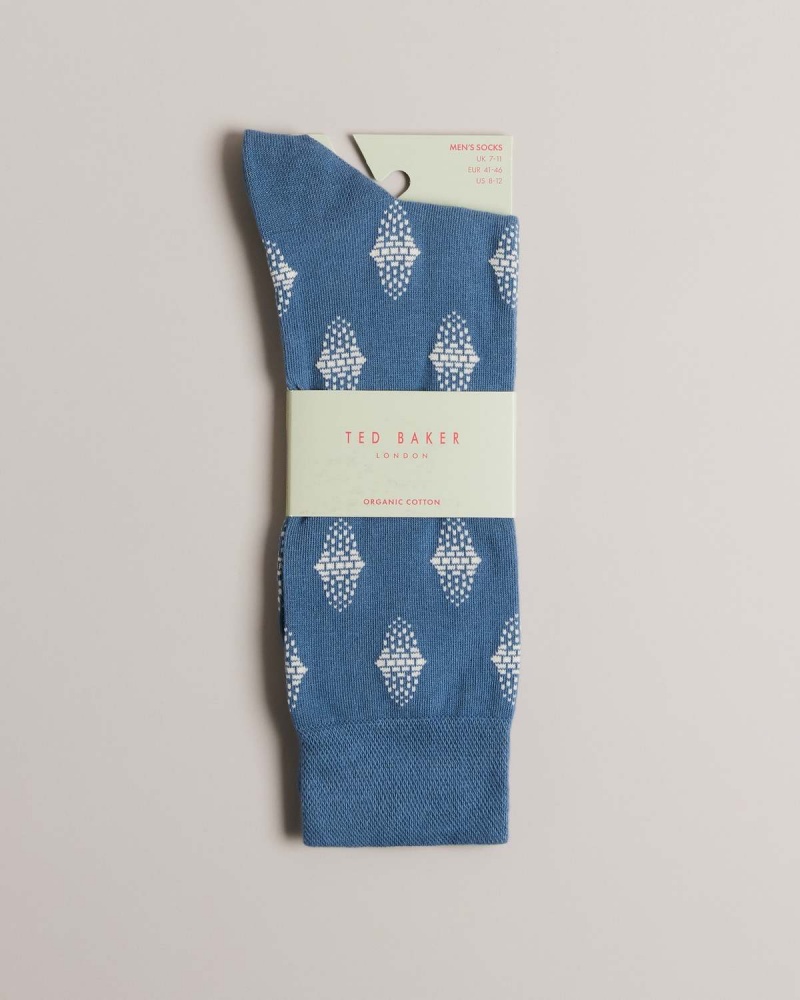 Ted Baker DRENCHD Geometric Pattern Sock Niebieskie | 54QRGMFVD