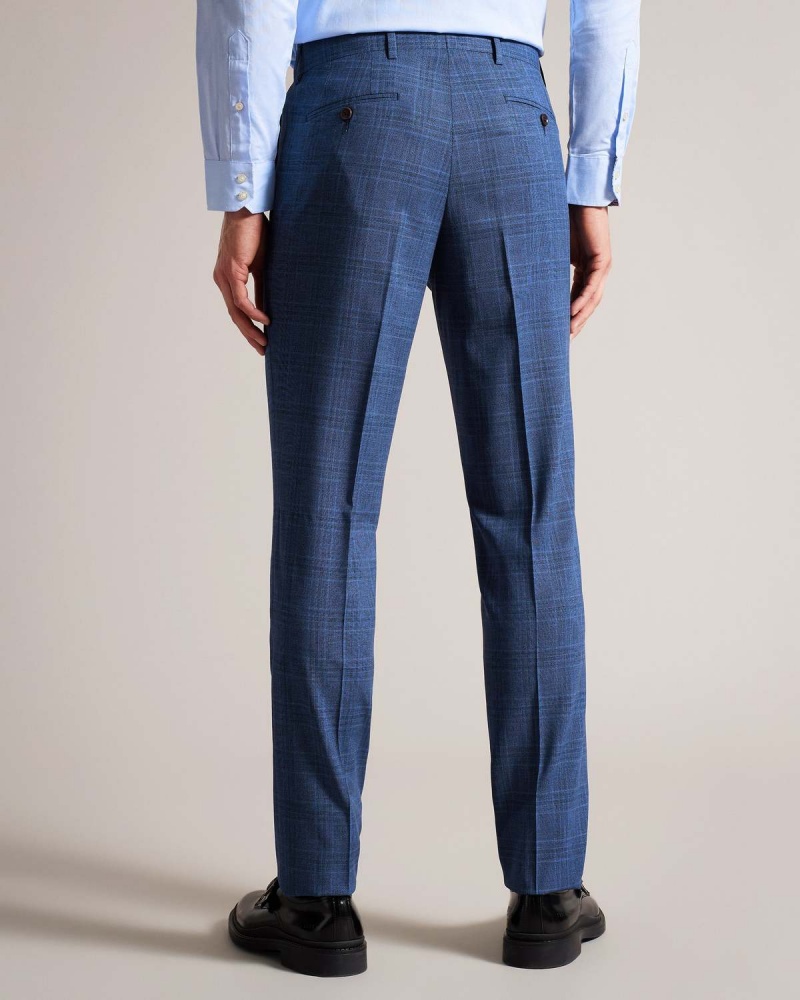 Ted Baker DRYDENT Navy Check Suit Trousers Granatowe | 84AYBNDQS