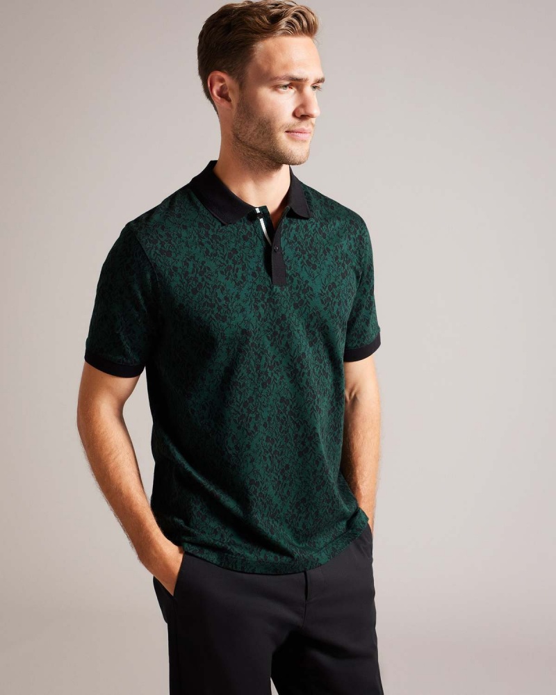 Ted Baker EALIS SS Regular Jacquard Polo Ciemny | 38HVLFDQN