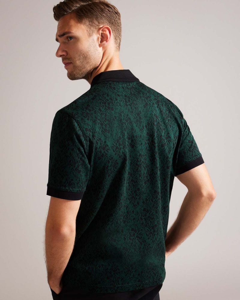 Ted Baker EALIS SS Regular Jacquard Polo Ciemny | 38HVLFDQN