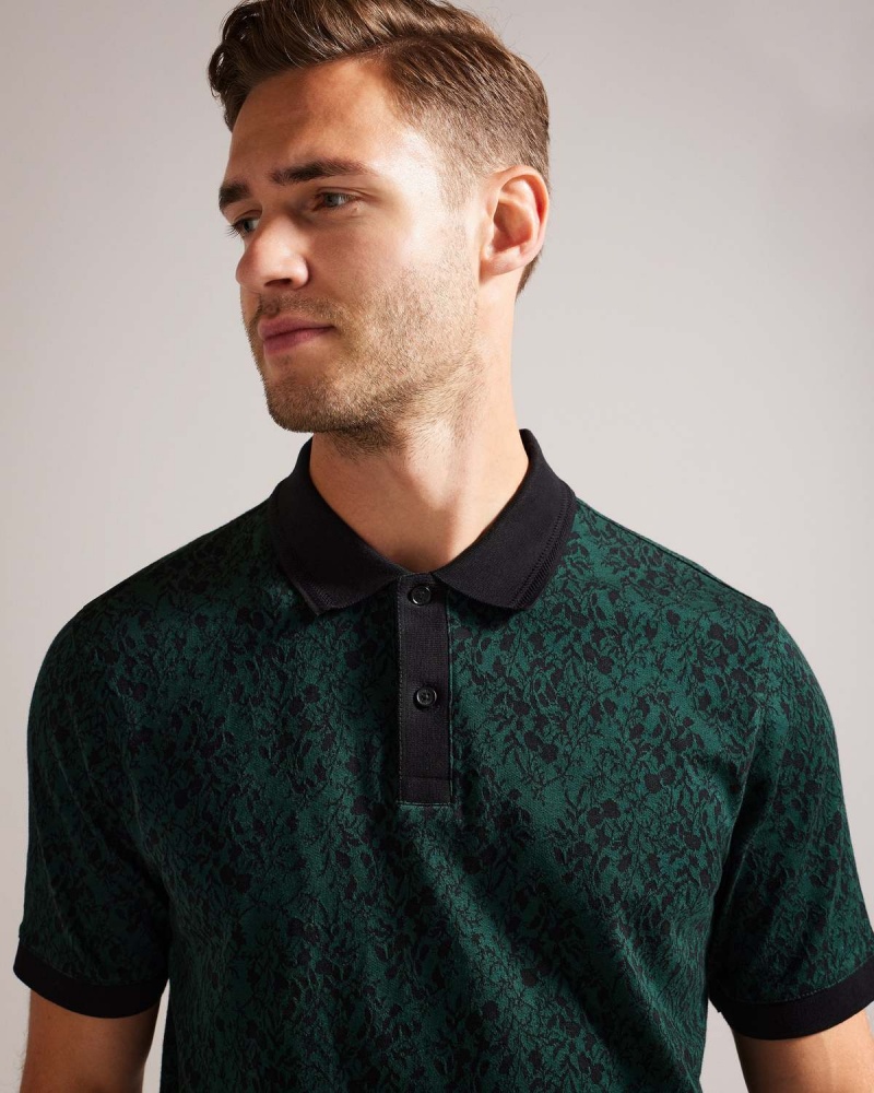 Ted Baker EALIS SS Regular Jacquard Polo Ciemny | 38HVLFDQN