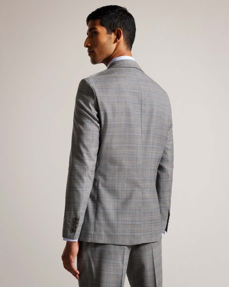 Ted Baker ELGOLJS Grey Pow Check Jacket Szare | 84KYBSCWD