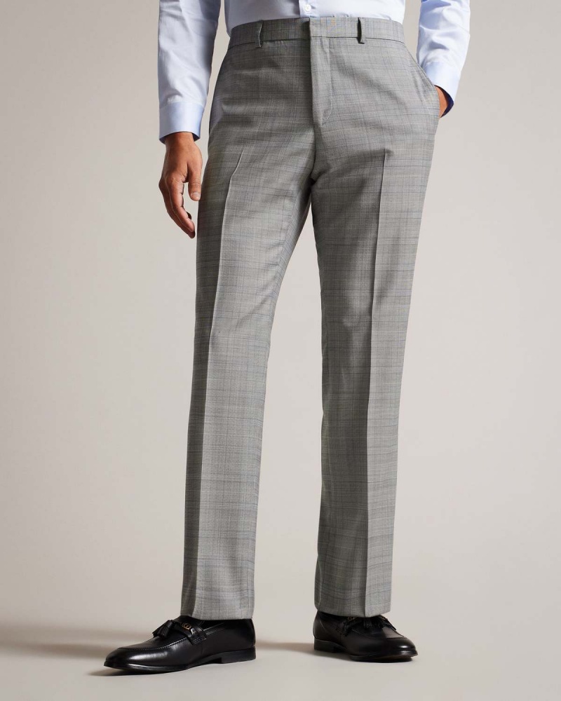 Ted Baker ELGOLTS Grey Pow Check Trouser Szare | 54KHNGYMD