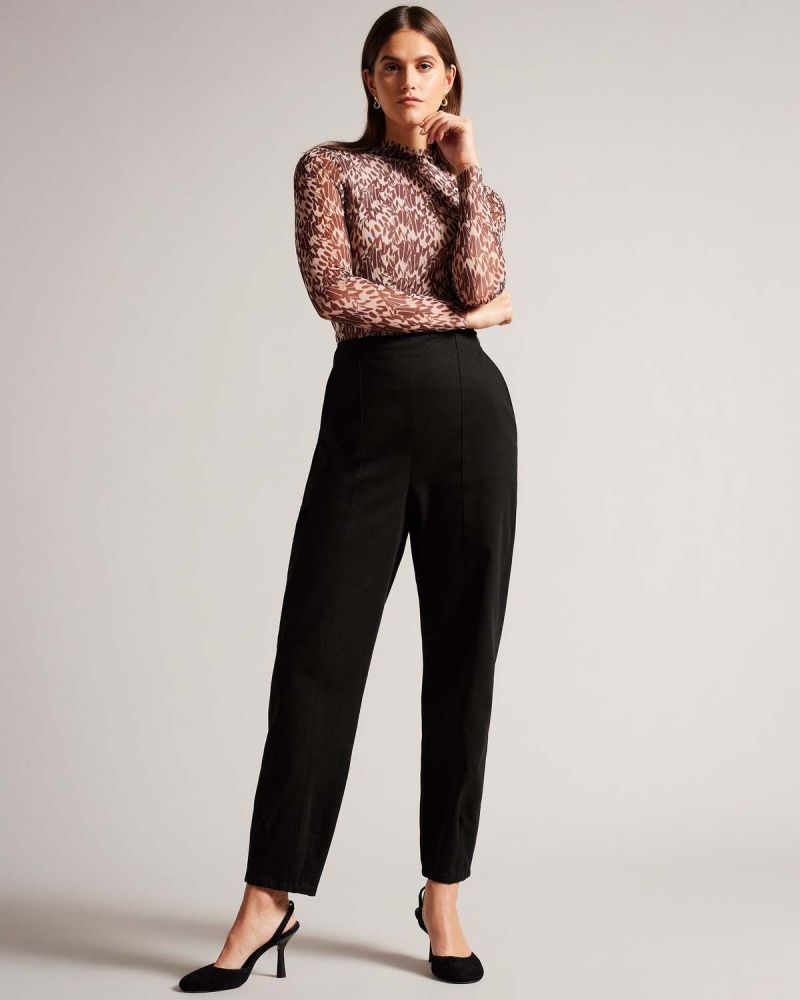 Ted Baker ELIONA Barrel Trouser with Pin Tuck Detail Granatowe | 75NBEJSAH