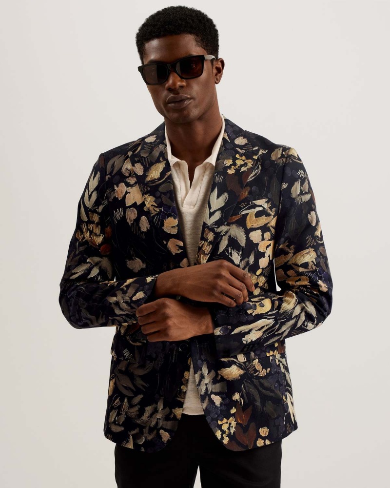 Ted Baker EMILIOJ Jersey Floral Suit Jacket Czarne | 95KMFDHAG