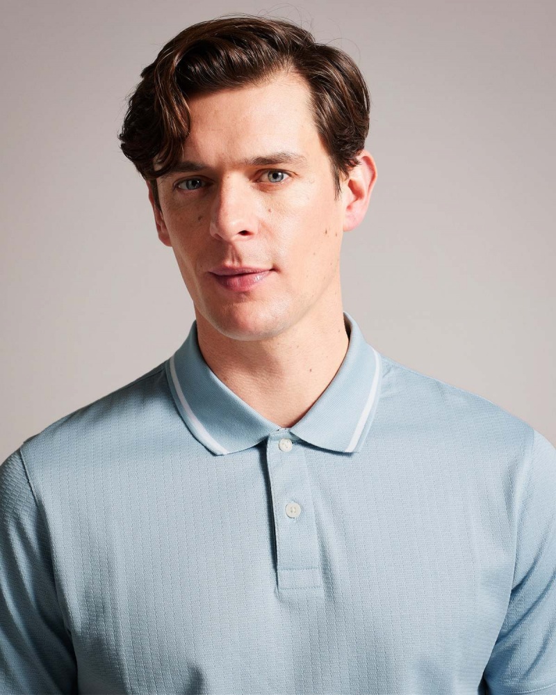 Ted Baker ERWEN SS Regular Textured Polo Lt-Blue | 31QSVNEWB