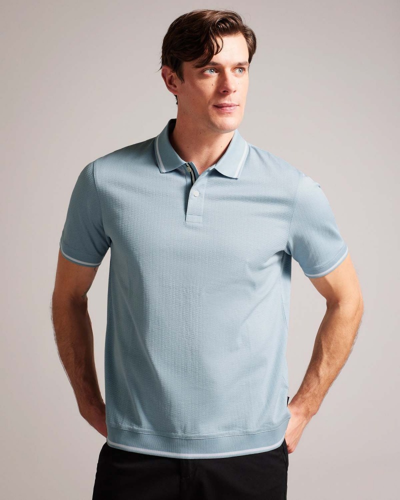 Ted Baker ERWEN SS Regular Textured Polo Lt-Blue | 31QSVNEWB