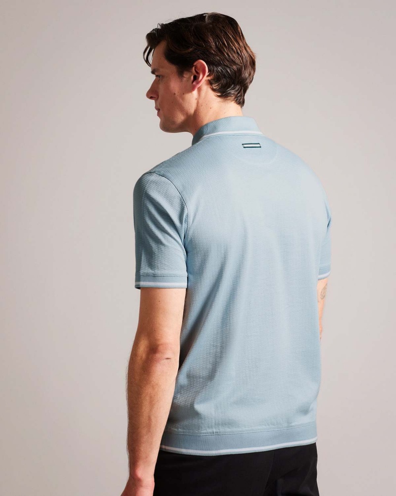 Ted Baker ERWEN SS Regular Textured Polo Lt-Blue | 31QSVNEWB