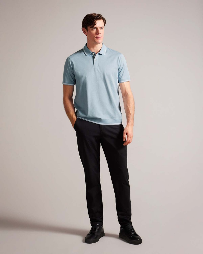 Ted Baker ERWEN SS Regular Textured Polo Lt-Blue | 31QSVNEWB