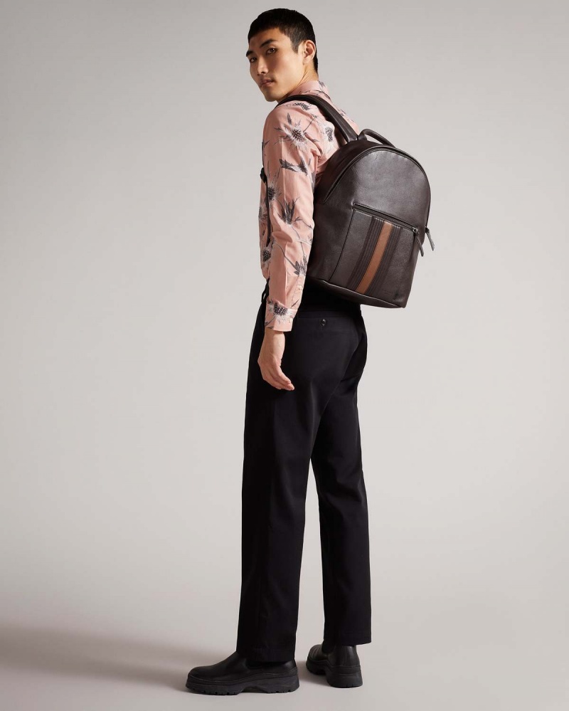 Ted Baker ESENTLE W Paski PU Backpack Brn-choc | 69HIZDSBW