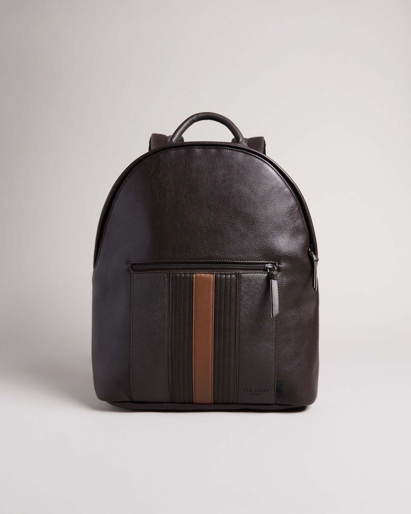 Ted Baker ESENTLE W Paski PU Backpack Brn-choc | 69HIZDSBW