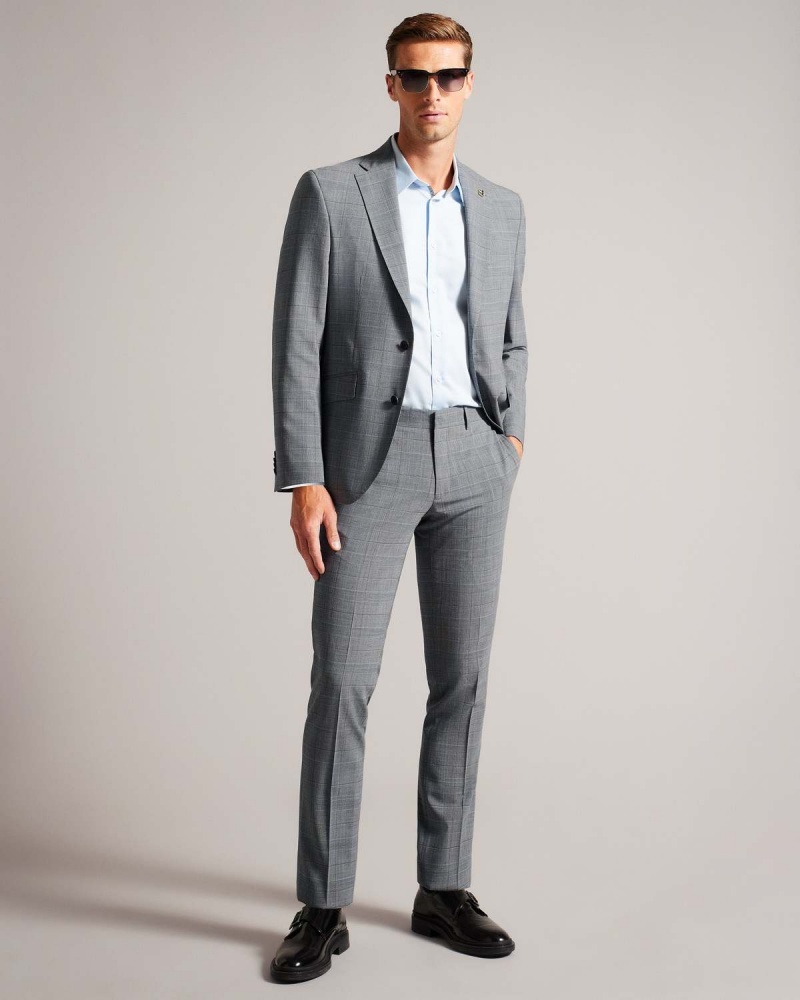 Ted Baker EXTONJ Pow Check Suit Jacket Szare | 38BHGFQTY